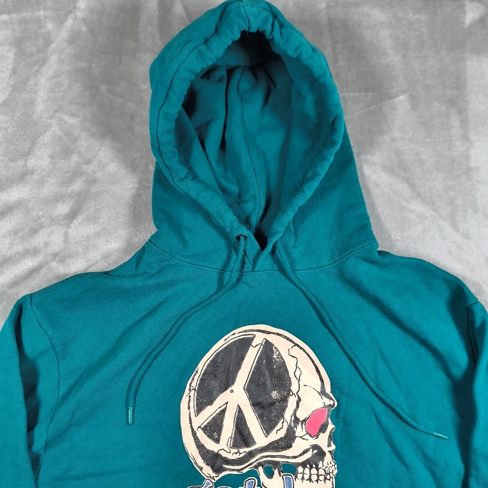 Vintage Gotcha Hoodie Mens XXL Green Peace Skull Pullover  Y2K Surf Skate - Picture 4 of 11